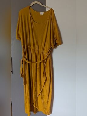 Chic Soul Plus Size Mustard Yellow Tie-Waist Women’s Dress Size 3x